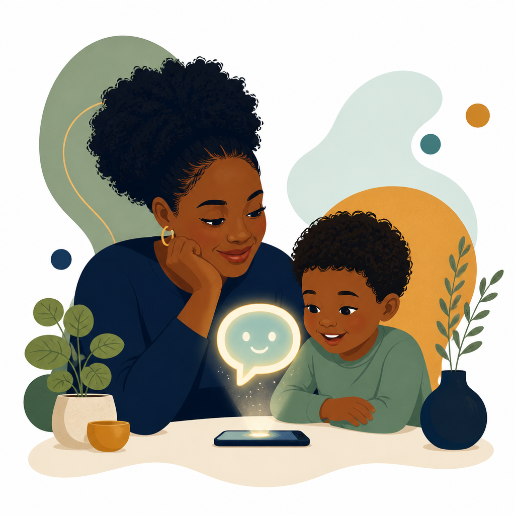 Friendly AI companion illustration