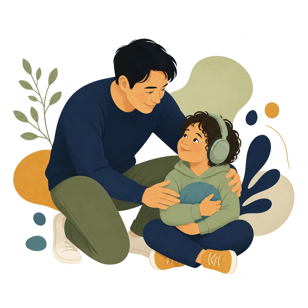 Illustration of a parent and child in a quiet moment